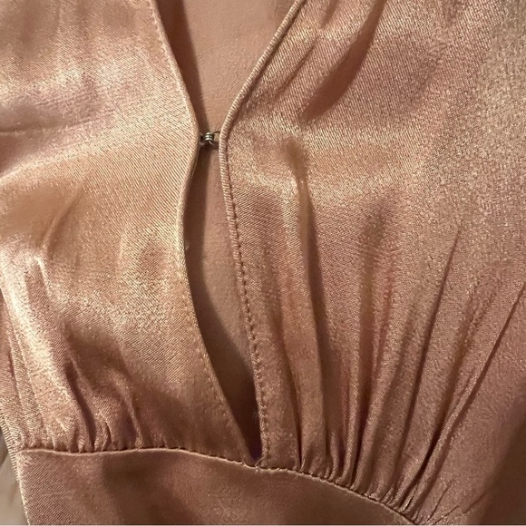 SAYLOR Daria Satin Mini Dress in Blush M Waist Tie - Picture 13 of 13